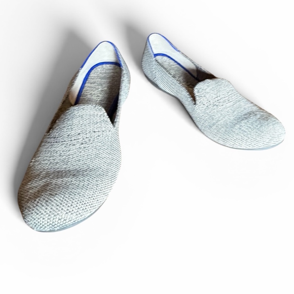 Rothy’s Loafer Flats Gray Knit Blue Trim Women’s Size 9
